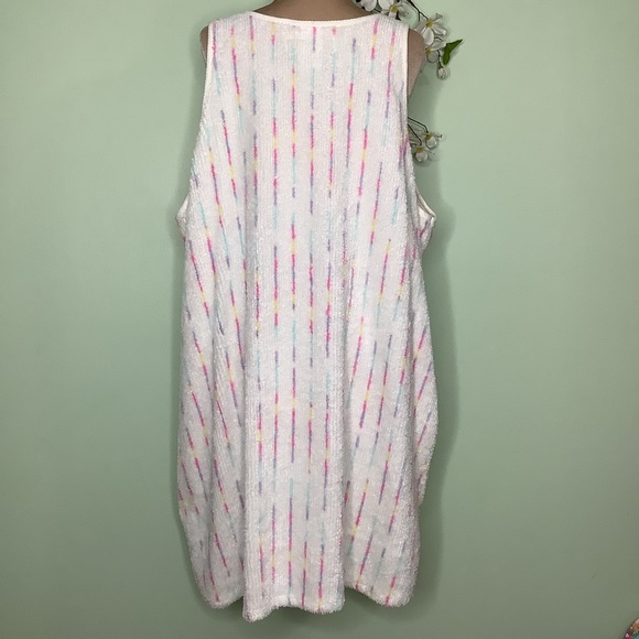 Stan Herman Sleeveless Chenille Zip Front Swim Coverup Robe Pockets V Neck - Picture 8 of 11